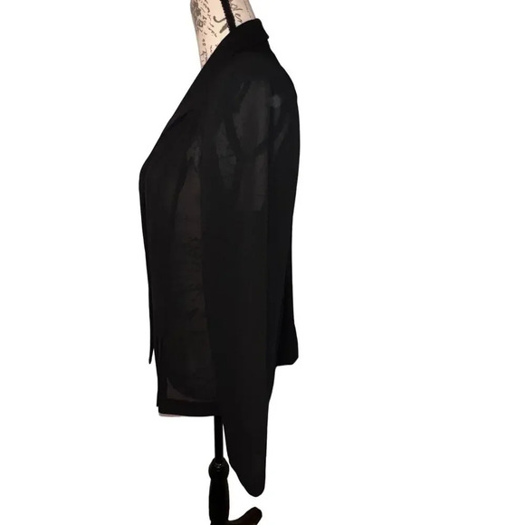 Danny&Nicole 12 Black shear pleatedlong sleeve enamel button front shirt blazer - Picture 3 of 9